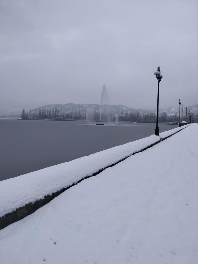 Houseboat Young Snow View Front Line Dal Lake Srinagar  Exterior photo